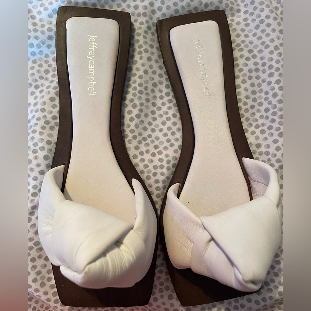 Jeffery Campbell White Areon Slide sandal.
